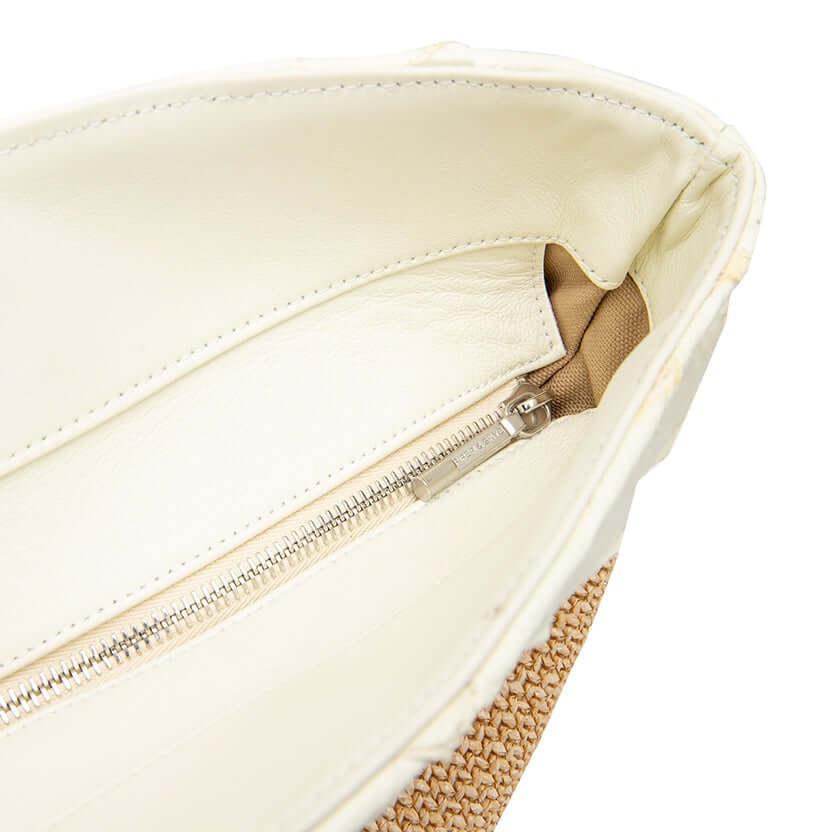 Rio Beach Bag in Camel Raffia & Clay White Pirarucu