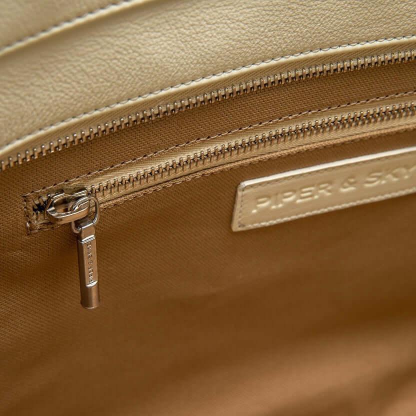 Rio Beach Bag in Camel Raffia & Clay White Pirarucu