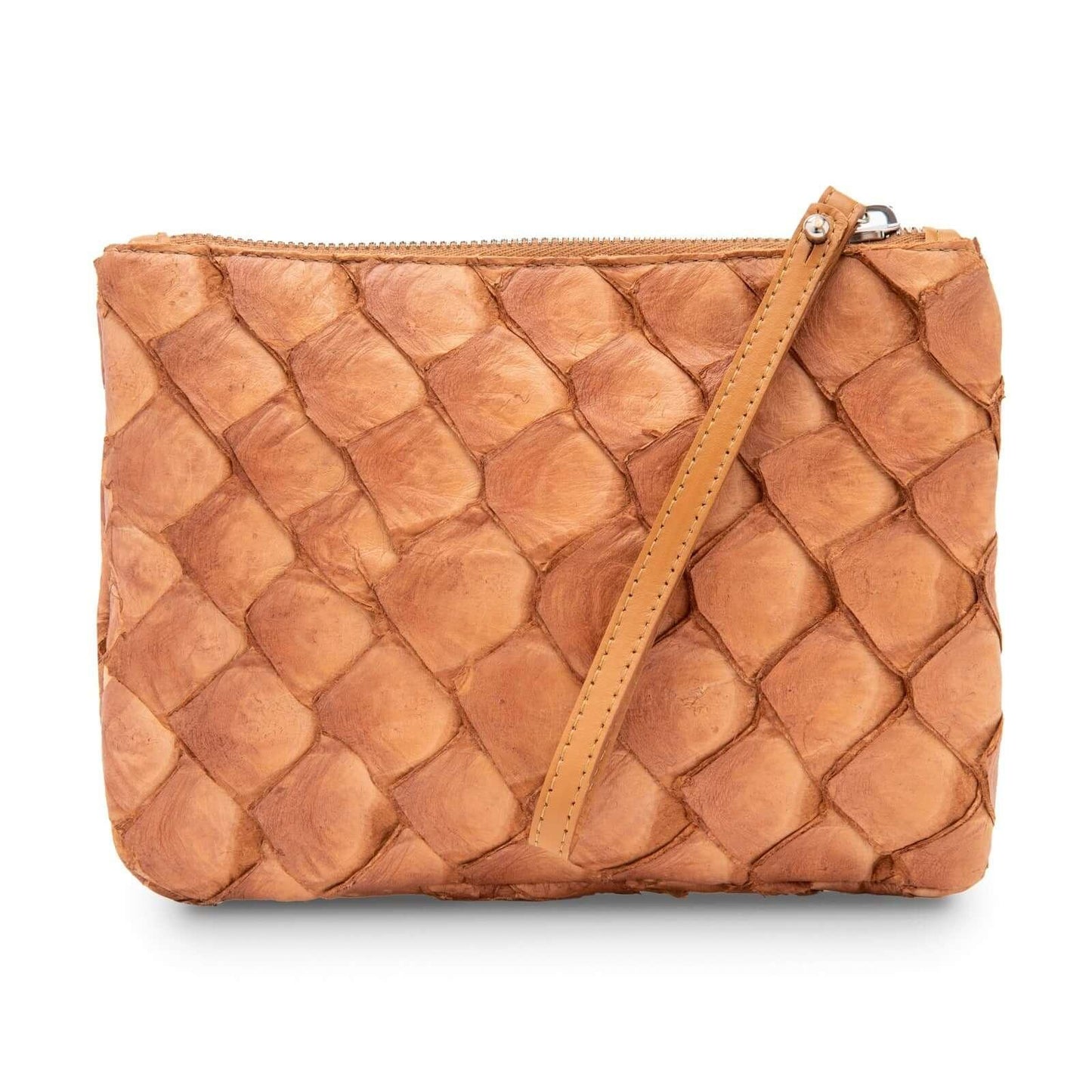 Rio Beach Bag in Camel Raffia & Cognac Pirarucu