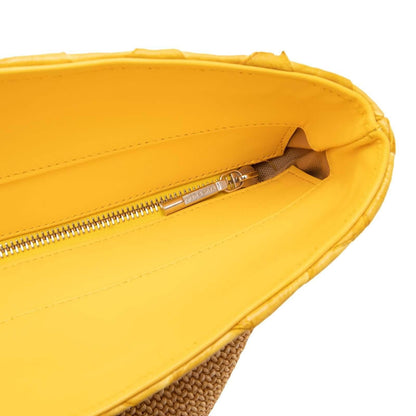 Rio Beach Bag in Camel Raffia & Honey Yellow Pirarucu