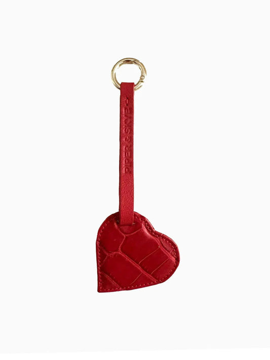 Heart Keychain in Red Alligator